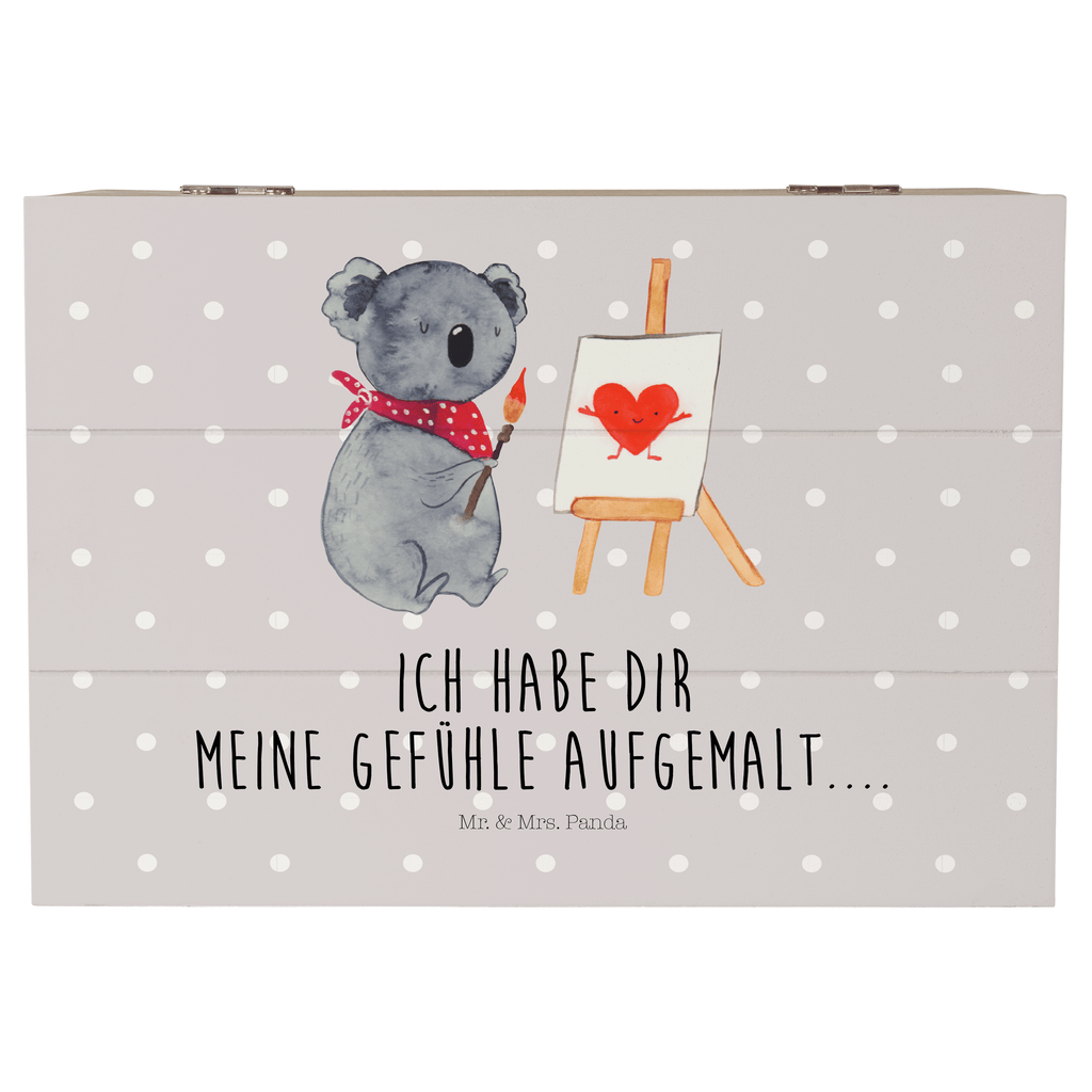 Holzkiste Koala Künstler Holzkiste, Kiste, Schatzkiste, Truhe, Schatulle, XXL, Erinnerungsbox, Erinnerungskiste, Dekokiste, Aufbewahrungsbox, Koala, Koalabär, Liebe, Liebensbeweis, Liebesgeschenk, Gefühle, Künstler, zeichnen