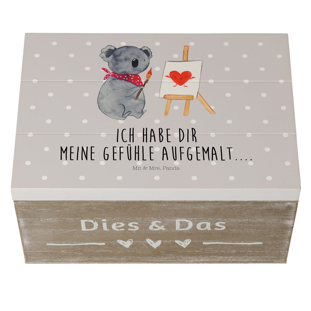 Holzkiste Koala Künstler Holzkiste, Kiste, Schatzkiste, Truhe, Schatulle, XXL, Erinnerungsbox, Erinnerungskiste, Dekokiste, Aufbewahrungsbox, Koala, Koalabär, Liebe, Liebensbeweis, Liebesgeschenk, Gefühle, Künstler, zeichnen