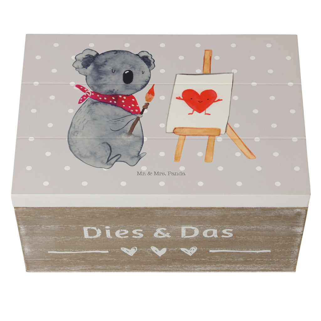 Holzkiste Koala Künstler Holzkiste, Kiste, Schatzkiste, Truhe, Schatulle, XXL, Erinnerungsbox, Erinnerungskiste, Dekokiste, Aufbewahrungsbox, Koala, Koalabär, Liebe, Liebensbeweis, Liebesgeschenk, Gefühle, Künstler, zeichnen