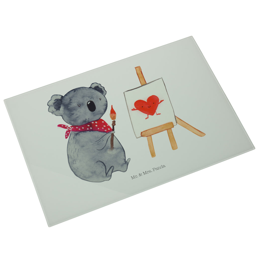 XL Glas Schneidbrett Koala Künstler Glasschneidebrett, Schneidebrett, Frühstücksbrett, Küche, Koala, Koalabär, Liebe, Liebensbeweis, Liebesgeschenk, Gefühle, Künstler, zeichnen