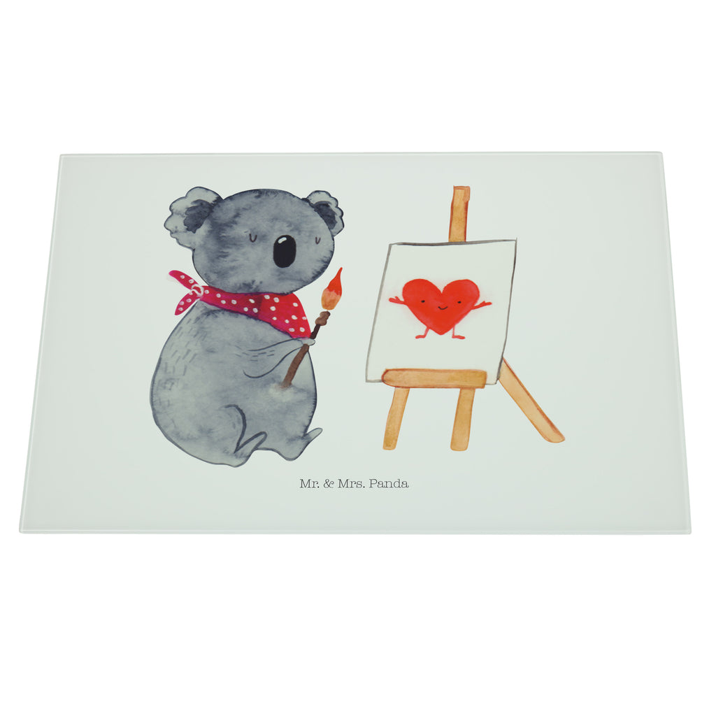 XL Glas Schneidbrett Koala Künstler Glasschneidebrett, Schneidebrett, Frühstücksbrett, Küche, Koala, Koalabär, Liebe, Liebensbeweis, Liebesgeschenk, Gefühle, Künstler, zeichnen