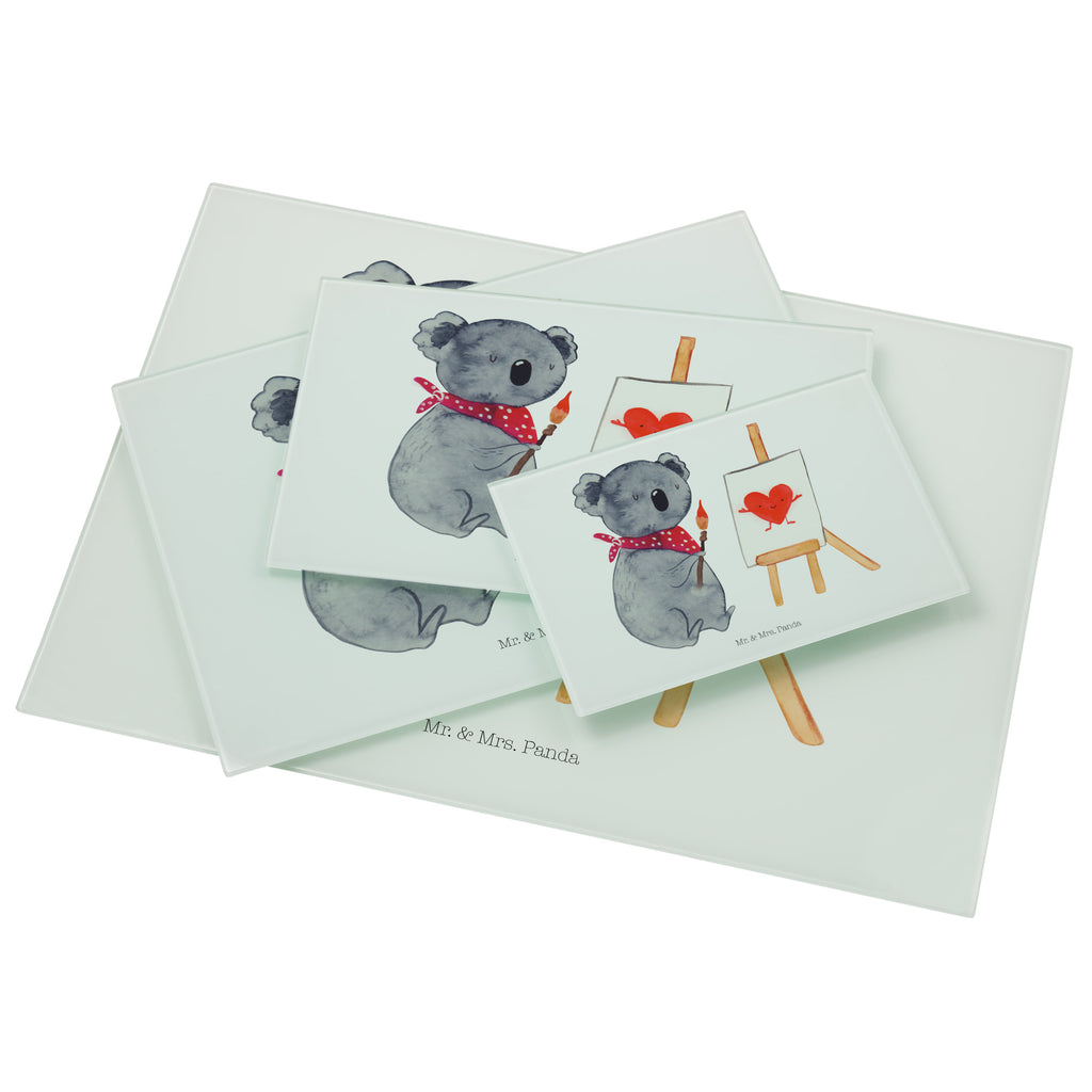 XL Glas Schneidbrett Koala Künstler Glasschneidebrett, Schneidebrett, Frühstücksbrett, Küche, Koala, Koalabär, Liebe, Liebensbeweis, Liebesgeschenk, Gefühle, Künstler, zeichnen