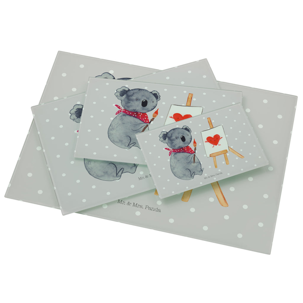 XL Glas Schneidbrett Koala Künstler Glasschneidebrett, Schneidebrett, Frühstücksbrett, Küche, Koala, Koalabär, Liebe, Liebensbeweis, Liebesgeschenk, Gefühle, Künstler, zeichnen