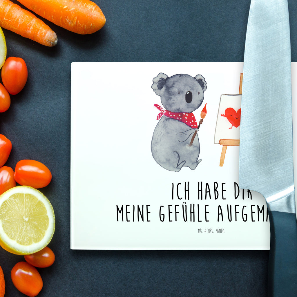 XL Glas Schneidbrett Koala Künstler Glasschneidebrett, Schneidebrett, Frühstücksbrett, Küche, Koala, Koalabär, Liebe, Liebensbeweis, Liebesgeschenk, Gefühle, Künstler, zeichnen