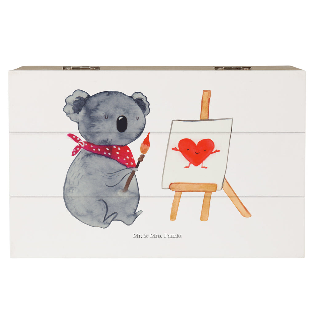Holzkiste Koala Künstler Holzkiste, Kiste, Schatzkiste, Truhe, Schatulle, XXL, Erinnerungsbox, Erinnerungskiste, Dekokiste, Aufbewahrungsbox, Koala, Koalabär, Liebe, Liebensbeweis, Liebesgeschenk, Gefühle, Künstler, zeichnen
