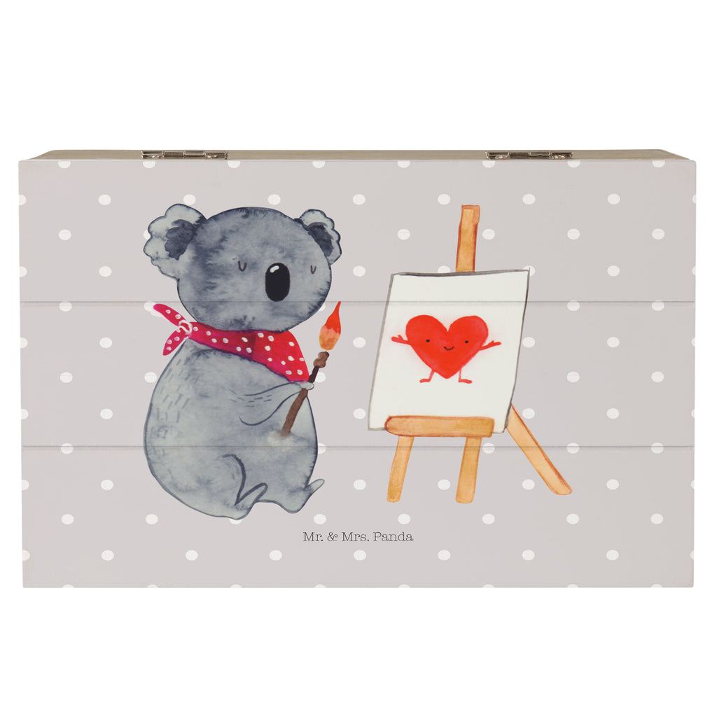 Holzkiste Koala Künstler Holzkiste, Kiste, Schatzkiste, Truhe, Schatulle, XXL, Erinnerungsbox, Erinnerungskiste, Dekokiste, Aufbewahrungsbox, Koala, Koalabär, Liebe, Liebensbeweis, Liebesgeschenk, Gefühle, Künstler, zeichnen
