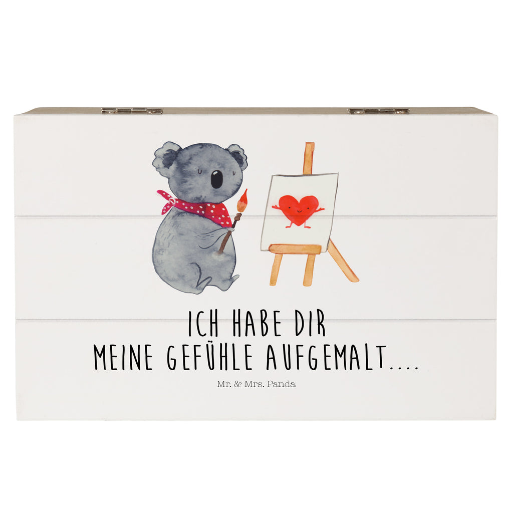 Holzkiste Koala Künstler Holzkiste, Kiste, Schatzkiste, Truhe, Schatulle, XXL, Erinnerungsbox, Erinnerungskiste, Dekokiste, Aufbewahrungsbox, Koala, Koalabär, Liebe, Liebensbeweis, Liebesgeschenk, Gefühle, Künstler, zeichnen