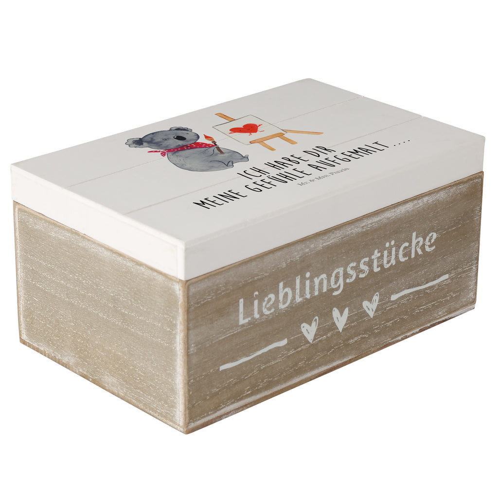 Holzkiste Koala Künstler Holzkiste, Kiste, Schatzkiste, Truhe, Schatulle, XXL, Erinnerungsbox, Erinnerungskiste, Dekokiste, Aufbewahrungsbox, Koala, Koalabär, Liebe, Liebensbeweis, Liebesgeschenk, Gefühle, Künstler, zeichnen