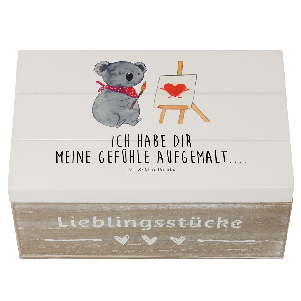 Holzkiste Koala Künstler Holzkiste, Kiste, Schatzkiste, Truhe, Schatulle, XXL, Erinnerungsbox, Erinnerungskiste, Dekokiste, Aufbewahrungsbox, Koala, Koalabär, Liebe, Liebensbeweis, Liebesgeschenk, Gefühle, Künstler, zeichnen