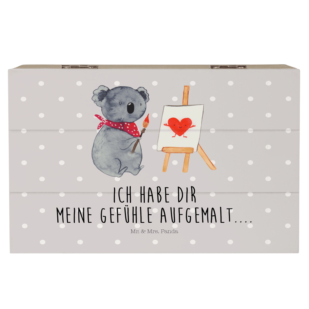 Holzkiste Koala Künstler Holzkiste, Kiste, Schatzkiste, Truhe, Schatulle, XXL, Erinnerungsbox, Erinnerungskiste, Dekokiste, Aufbewahrungsbox, Koala, Koalabär, Liebe, Liebensbeweis, Liebesgeschenk, Gefühle, Künstler, zeichnen