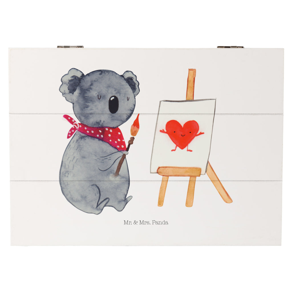 Holzkiste Koala Künstler Holzkiste, Kiste, Schatzkiste, Truhe, Schatulle, XXL, Erinnerungsbox, Erinnerungskiste, Dekokiste, Aufbewahrungsbox, Koala, Koalabär, Liebe, Liebensbeweis, Liebesgeschenk, Gefühle, Künstler, zeichnen