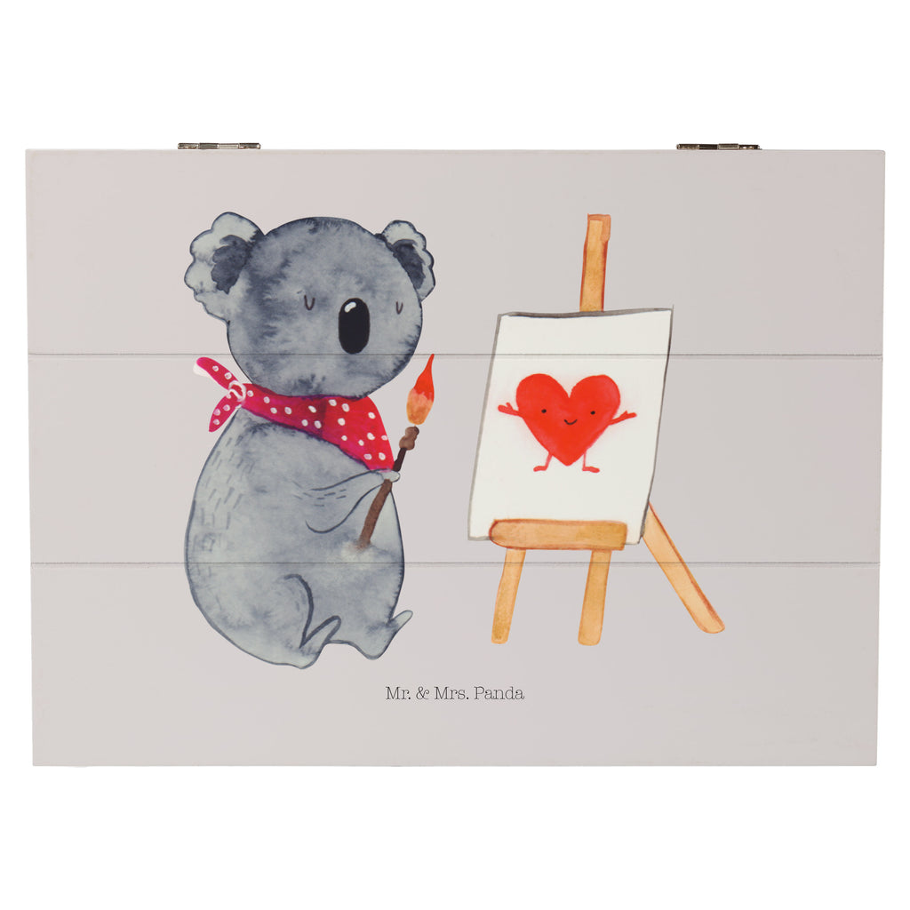 Holzkiste Koala Künstler Holzkiste, Kiste, Schatzkiste, Truhe, Schatulle, XXL, Erinnerungsbox, Erinnerungskiste, Dekokiste, Aufbewahrungsbox, Koala, Koalabär, Liebe, Liebensbeweis, Liebesgeschenk, Gefühle, Künstler, zeichnen