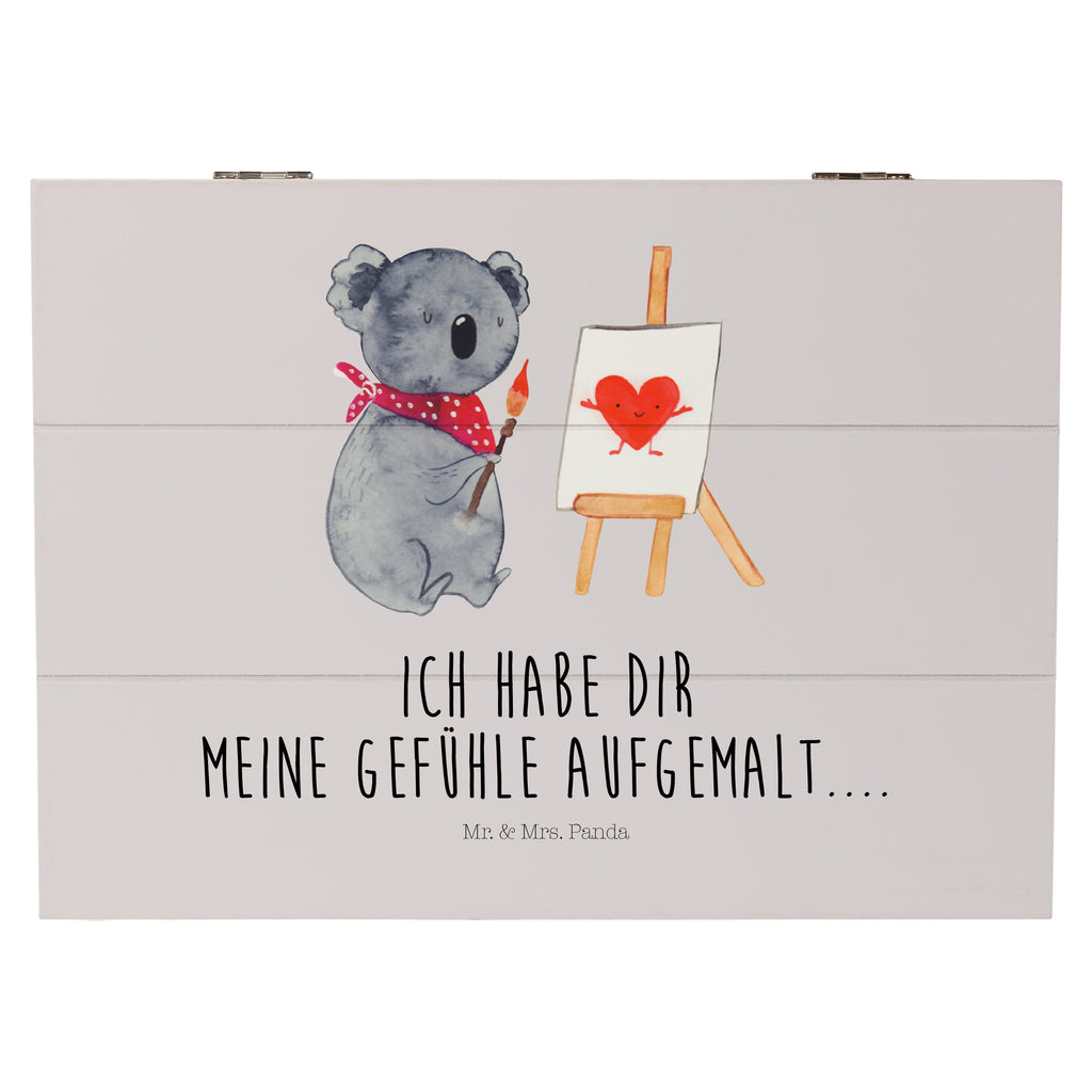 Holzkiste Koala Künstler Holzkiste, Kiste, Schatzkiste, Truhe, Schatulle, XXL, Erinnerungsbox, Erinnerungskiste, Dekokiste, Aufbewahrungsbox, Koala, Koalabär, Liebe, Liebensbeweis, Liebesgeschenk, Gefühle, Künstler, zeichnen