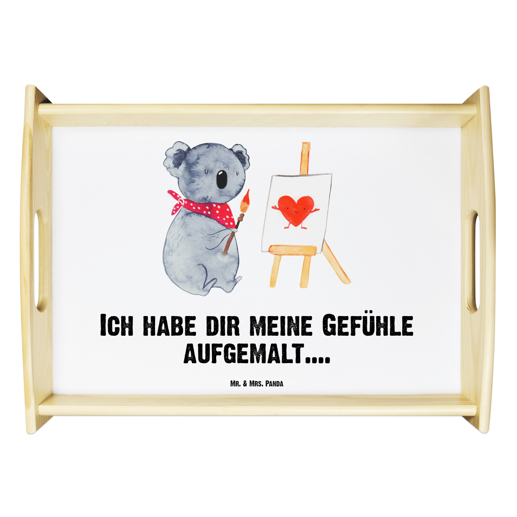 Serviertablett Koala Künstler Tablett, Holztablett, Küchentablett, Dekotablett, Frühstückstablett, Koala, Koalabär, Liebe, Liebensbeweis, Liebesgeschenk, Gefühle, Künstler, zeichnen