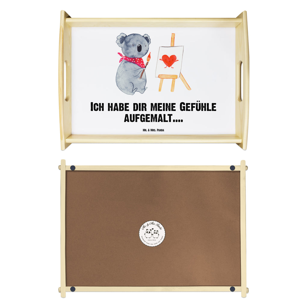 Serviertablett Koala Künstler Tablett, Holztablett, Küchentablett, Dekotablett, Frühstückstablett, Koala, Koalabär, Liebe, Liebensbeweis, Liebesgeschenk, Gefühle, Künstler, zeichnen