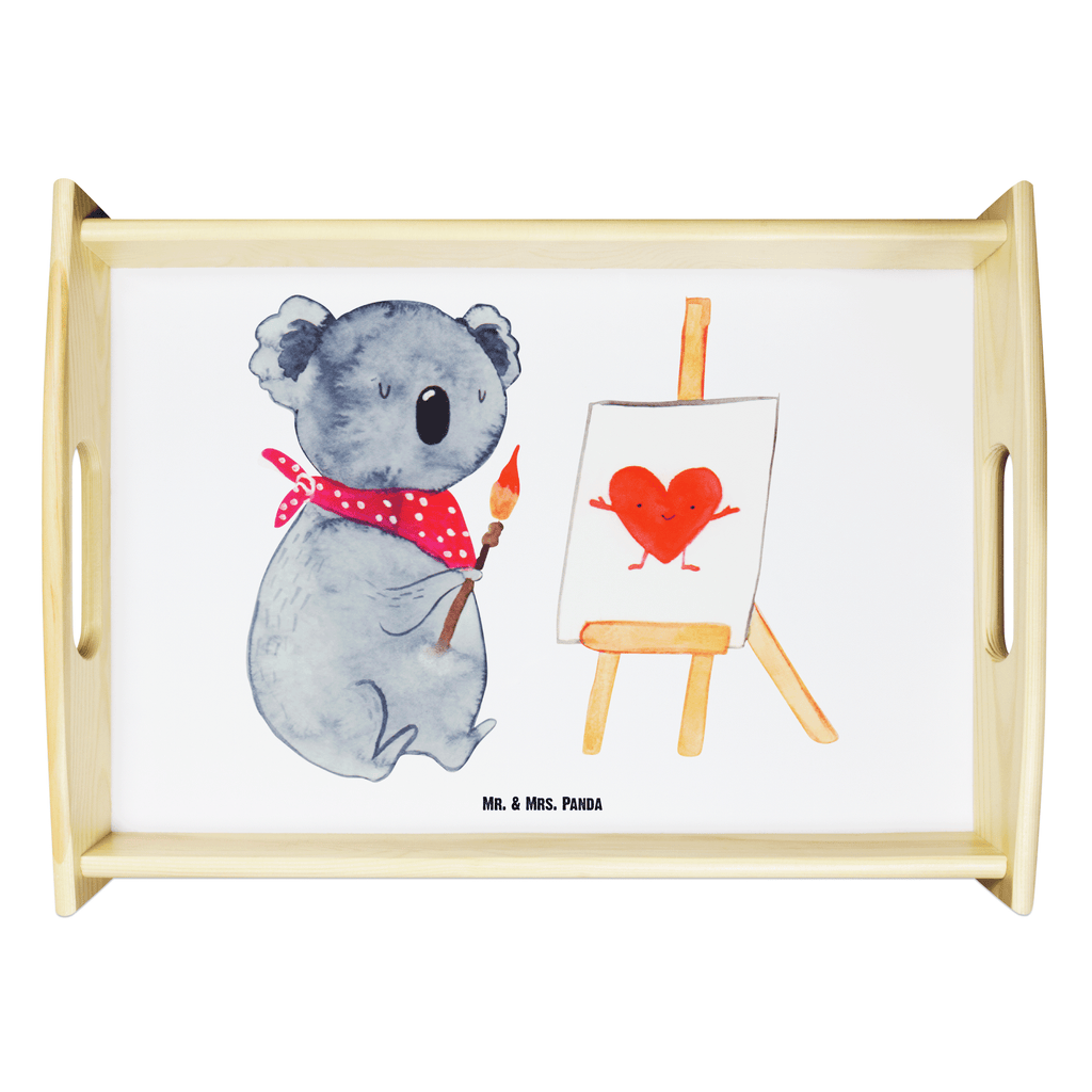 Serviertablett Koala Künstler Tablett, Holztablett, Küchentablett, Dekotablett, Frühstückstablett, Koala, Koalabär, Liebe, Liebensbeweis, Liebesgeschenk, Gefühle, Künstler, zeichnen