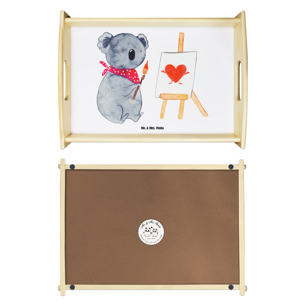 Serviertablett Koala Künstler Tablett, Holztablett, Küchentablett, Dekotablett, Frühstückstablett, Koala, Koalabär, Liebe, Liebensbeweis, Liebesgeschenk, Gefühle, Künstler, zeichnen