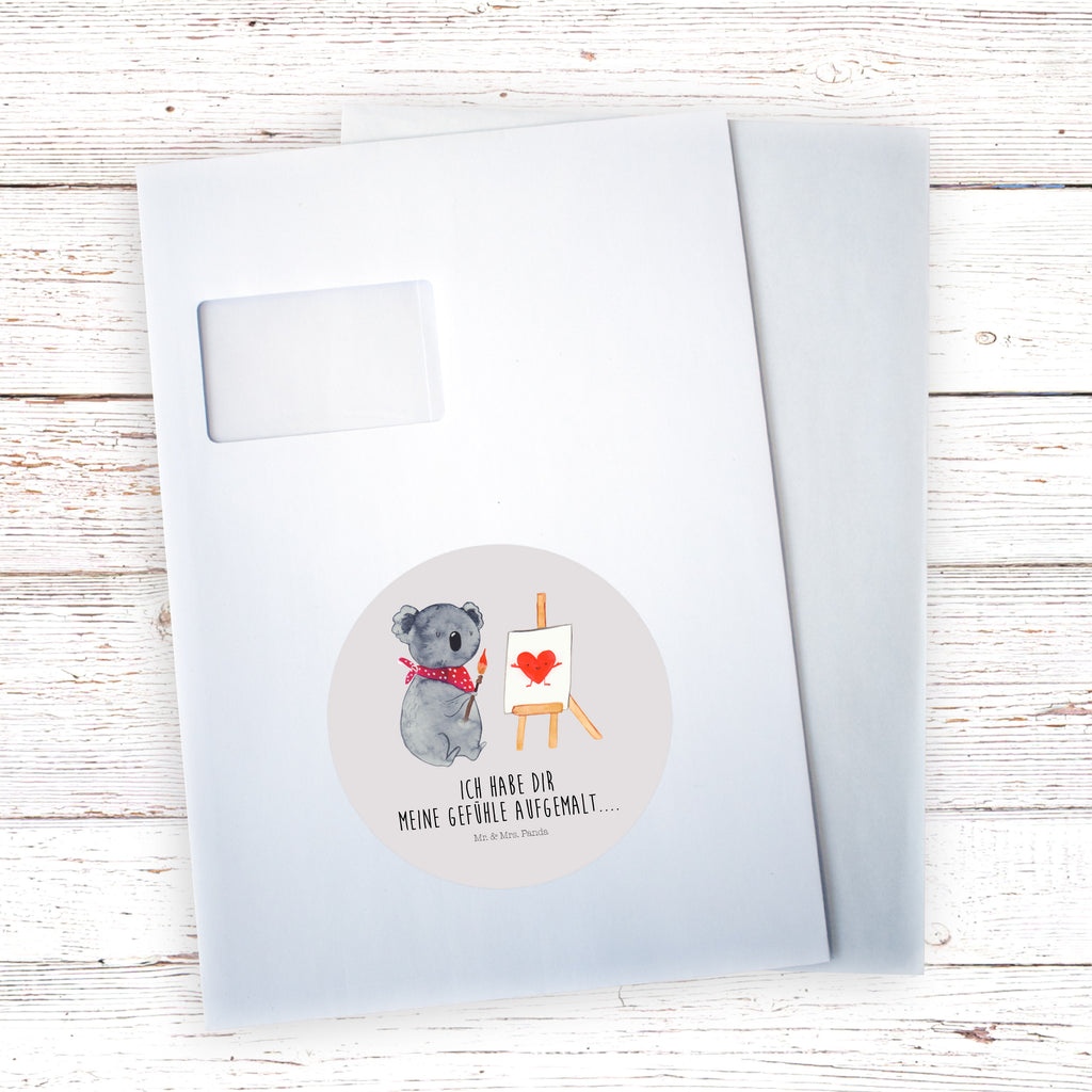 40mm Rund Aufkleber Koala Künstler Sticker, Aufkleber, Etikett, Koala, Koalabär, Liebe, Liebensbeweis, Liebesgeschenk, Gefühle, Künstler, zeichnen