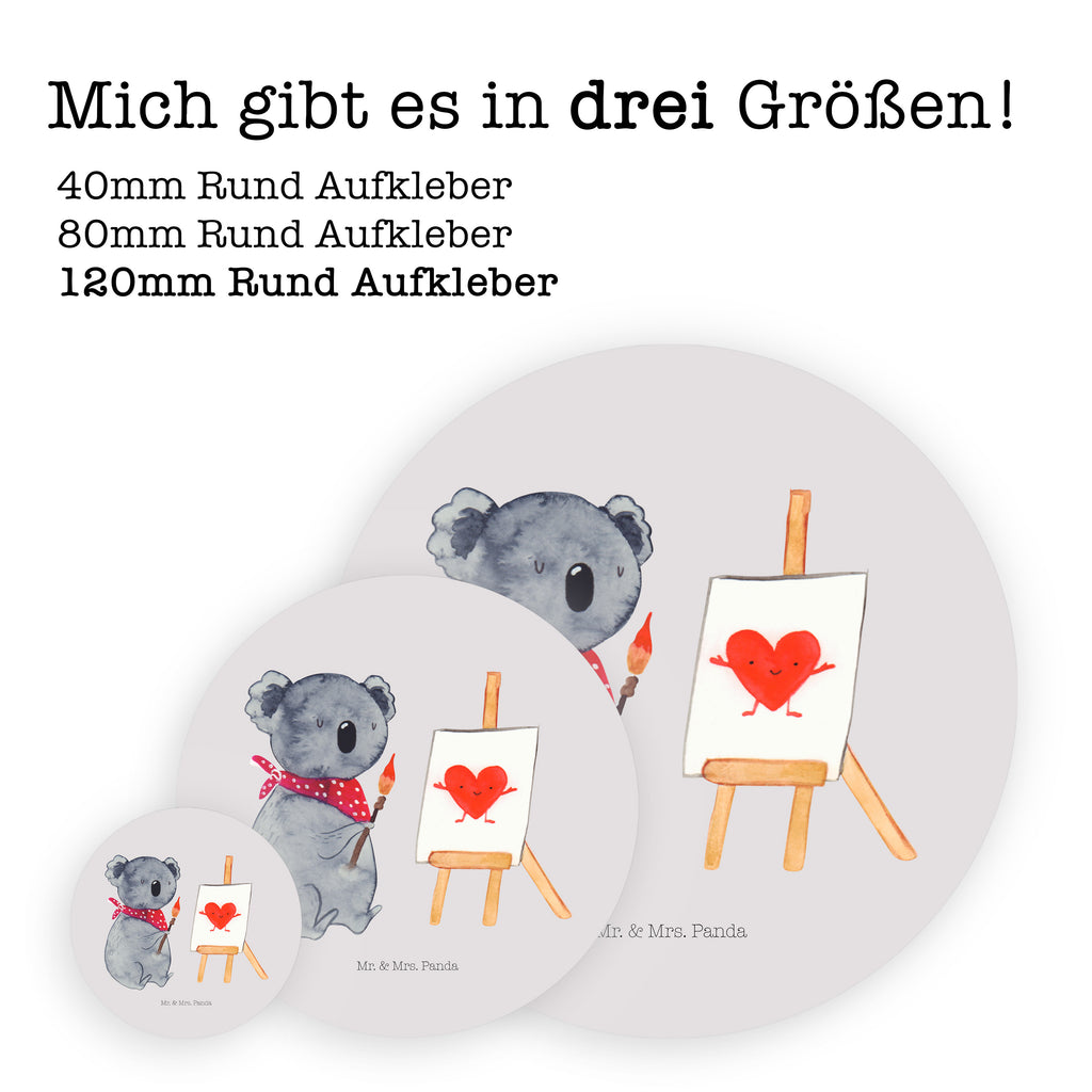 40mm Rund Aufkleber Koala Künstler Sticker, Aufkleber, Etikett, Koala, Koalabär, Liebe, Liebensbeweis, Liebesgeschenk, Gefühle, Künstler, zeichnen