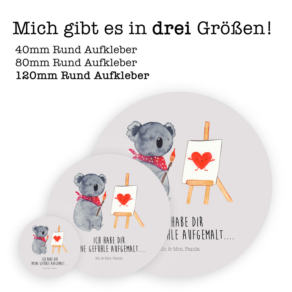40mm Rund Aufkleber Koala Künstler Sticker, Aufkleber, Etikett, Koala, Koalabär, Liebe, Liebensbeweis, Liebesgeschenk, Gefühle, Künstler, zeichnen