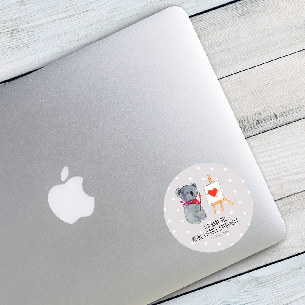 40mm Rund Aufkleber Koala Künstler Sticker, Aufkleber, Etikett, Koala, Koalabär, Liebe, Liebensbeweis, Liebesgeschenk, Gefühle, Künstler, zeichnen