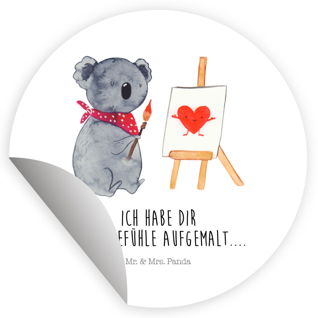 40mm Rund Aufkleber Koala Künstler Sticker, Aufkleber, Etikett, Koala, Koalabär, Liebe, Liebensbeweis, Liebesgeschenk, Gefühle, Künstler, zeichnen