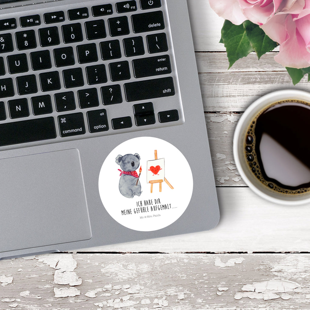 40mm Rund Aufkleber Koala Künstler Sticker, Aufkleber, Etikett, Koala, Koalabär, Liebe, Liebensbeweis, Liebesgeschenk, Gefühle, Künstler, zeichnen