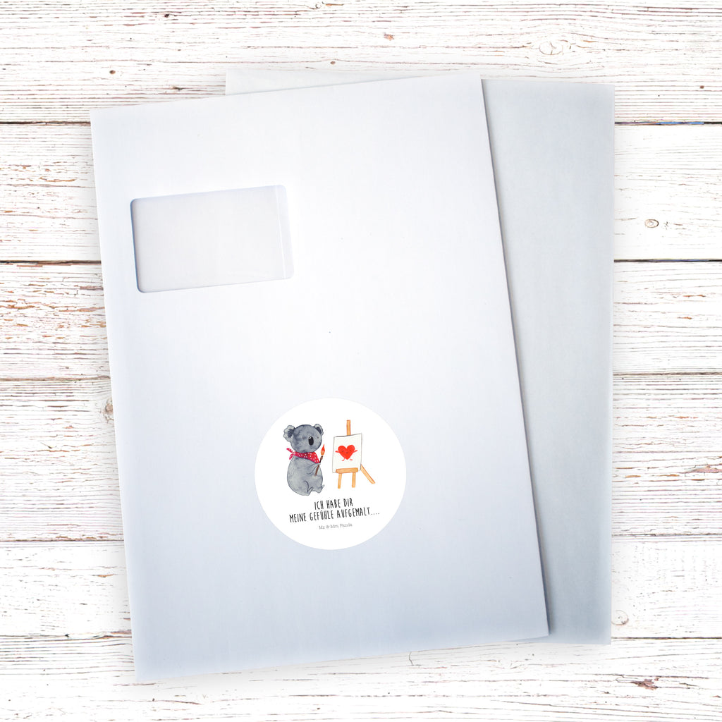 40mm Rund Aufkleber Koala Künstler Sticker, Aufkleber, Etikett, Koala, Koalabär, Liebe, Liebensbeweis, Liebesgeschenk, Gefühle, Künstler, zeichnen