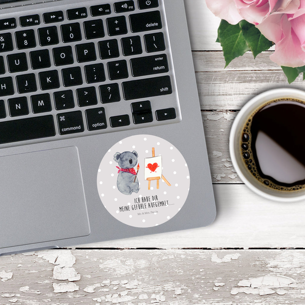 40mm Rund Aufkleber Koala Künstler Sticker, Aufkleber, Etikett, Koala, Koalabär, Liebe, Liebensbeweis, Liebesgeschenk, Gefühle, Künstler, zeichnen