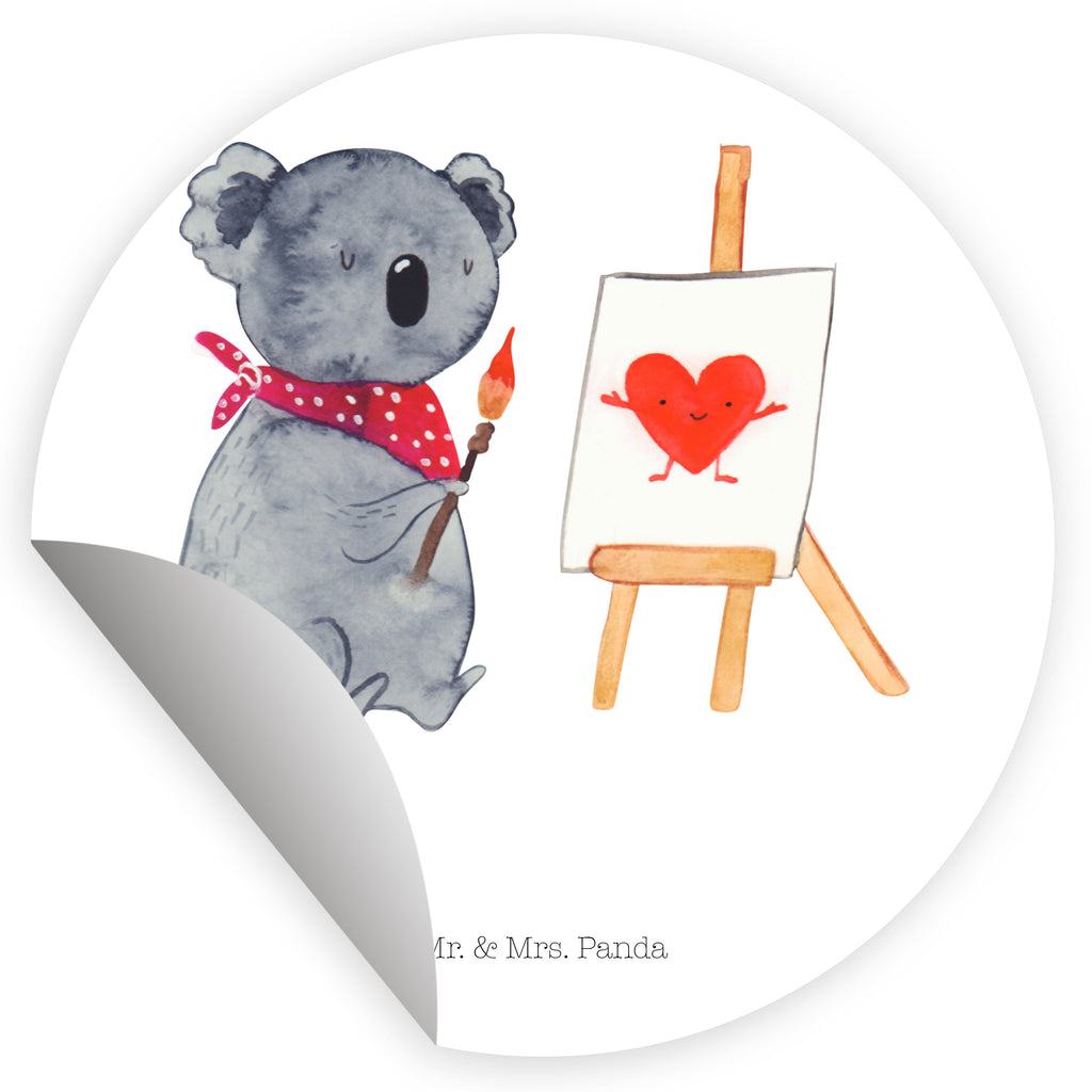 40mm Rund Aufkleber Koala Künstler Sticker, Aufkleber, Etikett, Koala, Koalabär, Liebe, Liebensbeweis, Liebesgeschenk, Gefühle, Künstler, zeichnen