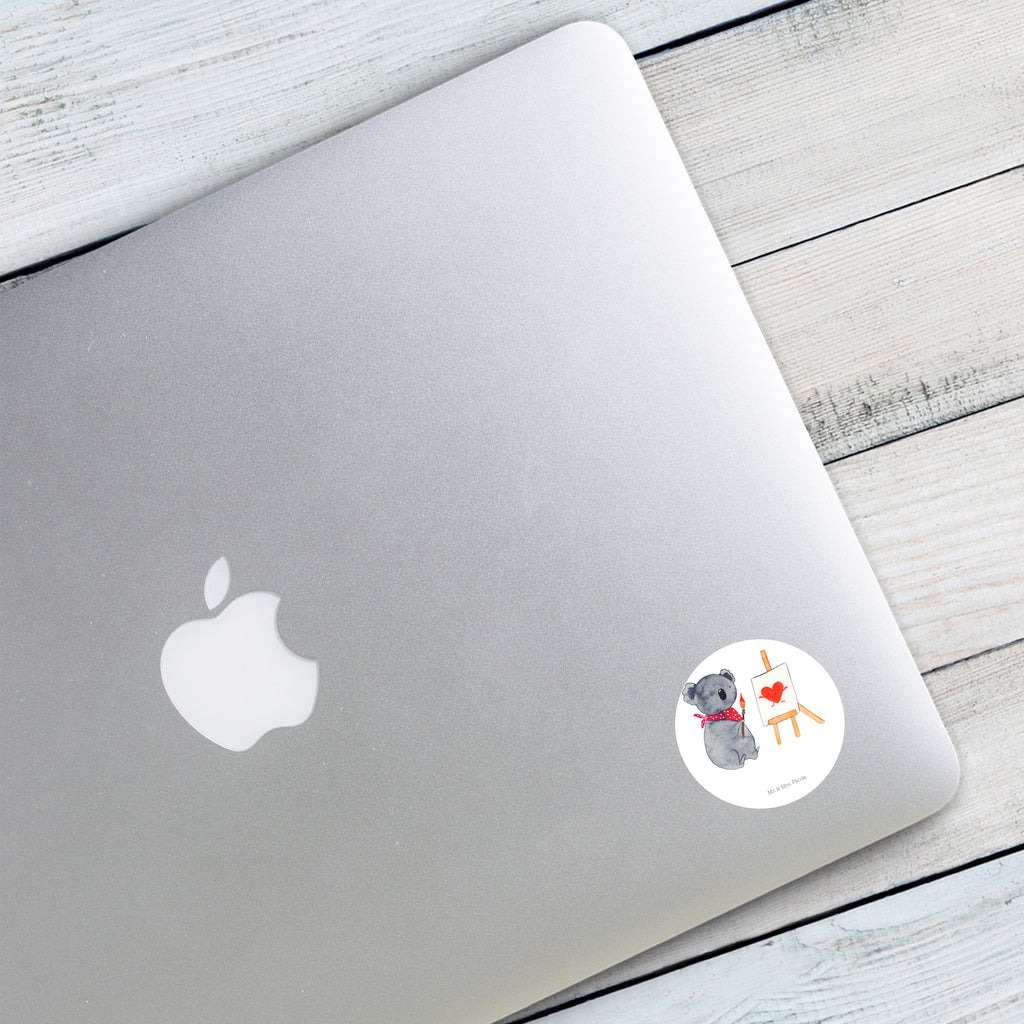 40mm Rund Aufkleber Koala Künstler Sticker, Aufkleber, Etikett, Koala, Koalabär, Liebe, Liebensbeweis, Liebesgeschenk, Gefühle, Künstler, zeichnen