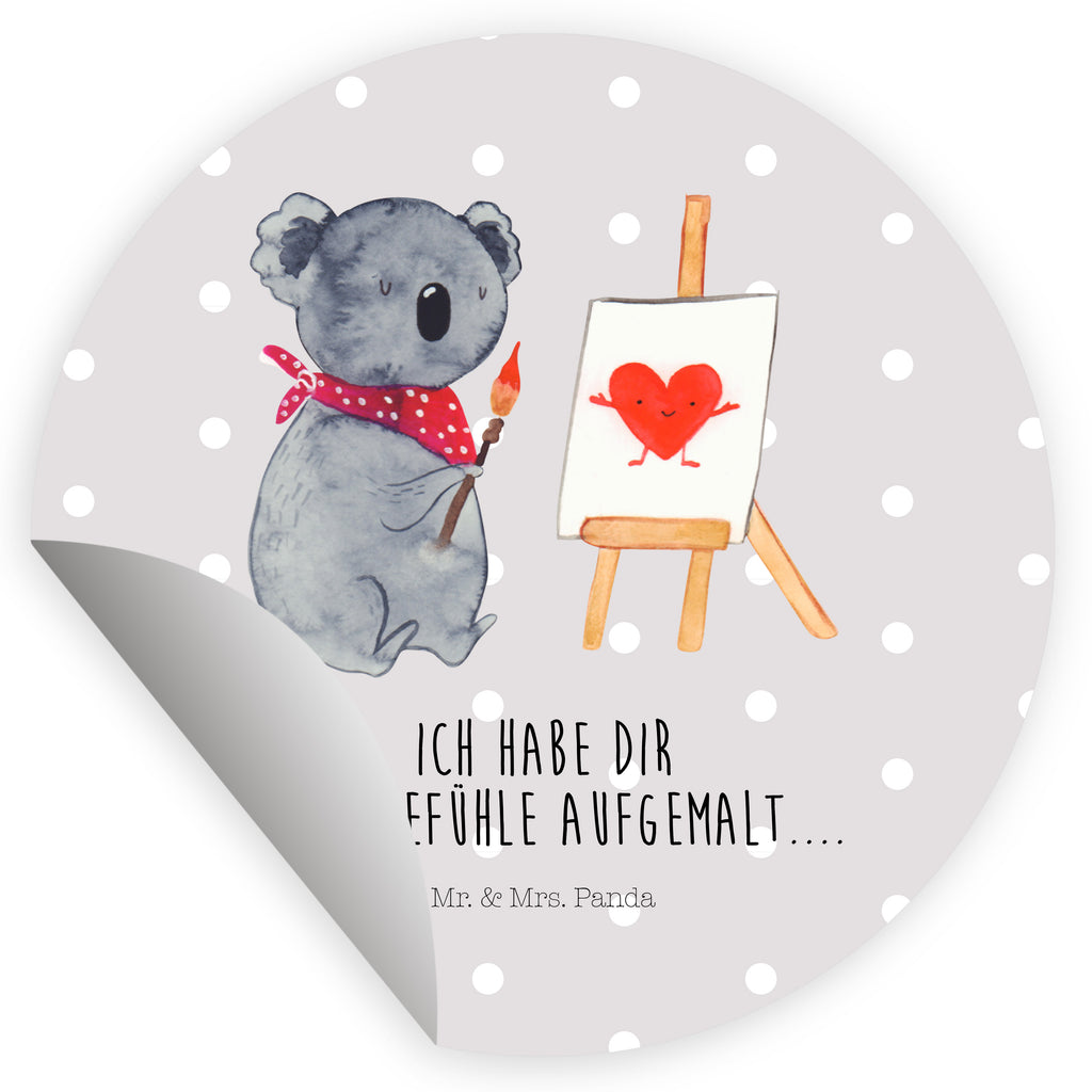 40mm Rund Aufkleber Koala Künstler Sticker, Aufkleber, Etikett, Koala, Koalabär, Liebe, Liebensbeweis, Liebesgeschenk, Gefühle, Künstler, zeichnen