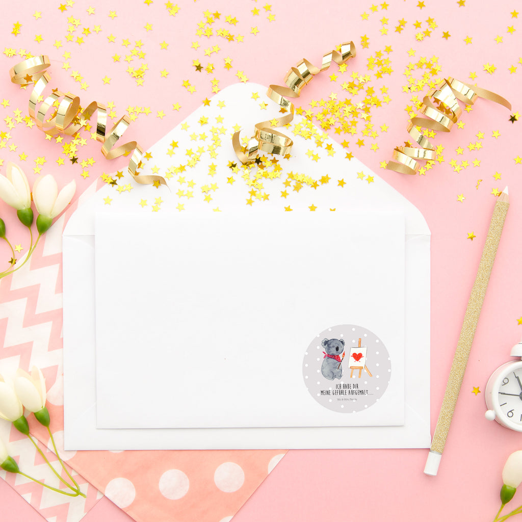 40mm Rund Aufkleber Koala Künstler Sticker, Aufkleber, Etikett, Koala, Koalabär, Liebe, Liebensbeweis, Liebesgeschenk, Gefühle, Künstler, zeichnen