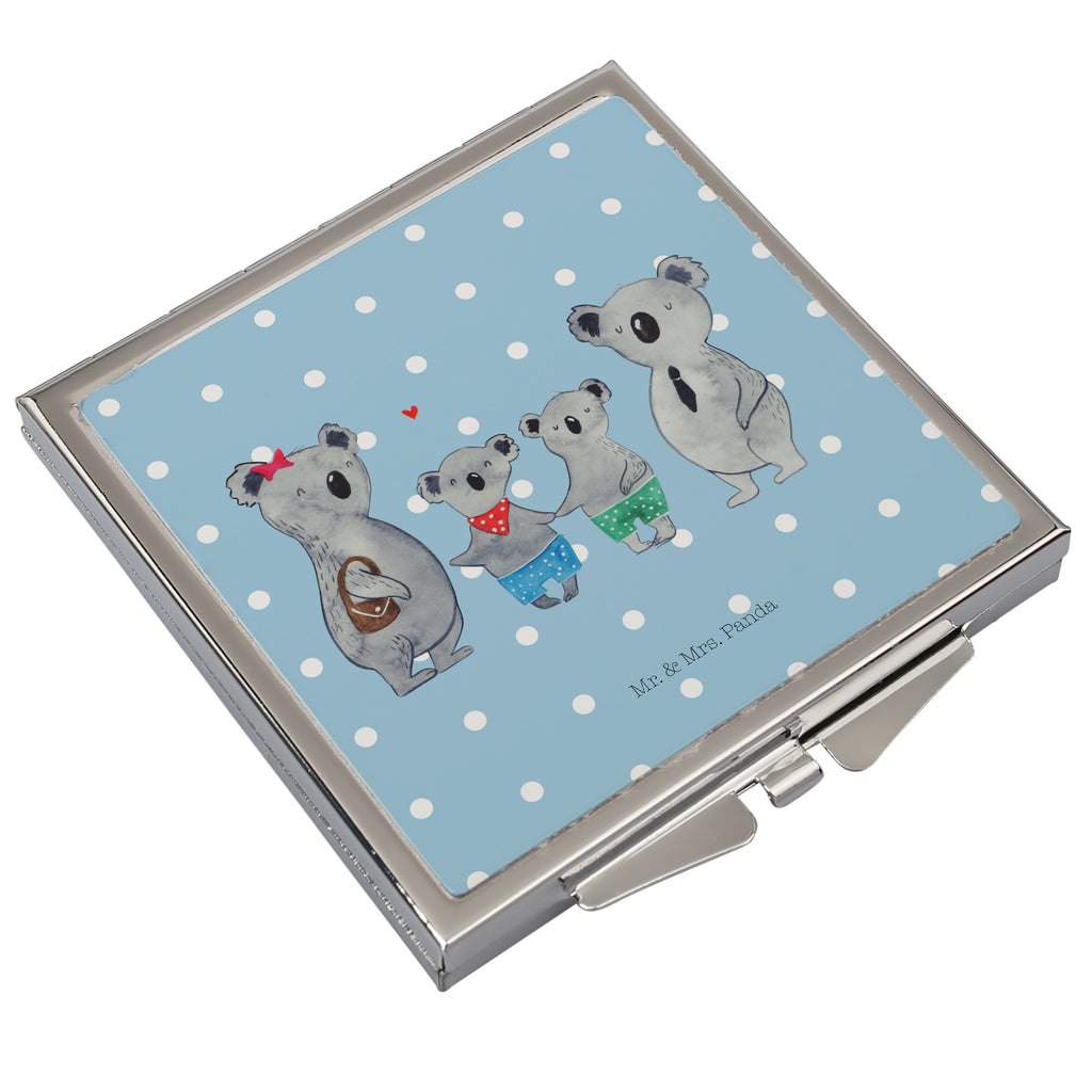 Handtaschenspiegel quadratisch Koala Familie zwei Spiegel, Handtasche, Quadrat, silber, schminken, Schminkspiegel, Familie, Vatertag, Muttertag, Bruder, Schwester, Mama, Papa, Oma, Opa, Koala, Koalabär, beste Familie, Familienzeit, Familienleben, Koalafamilie, Lieblingsfamilie