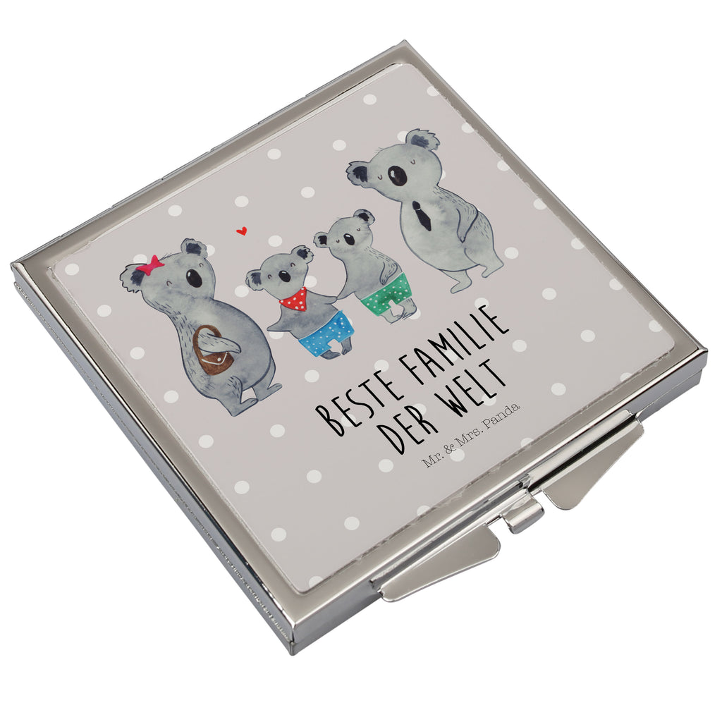 Handtaschenspiegel quadratisch Koala Familie zwei Spiegel, Handtasche, Quadrat, silber, schminken, Schminkspiegel, Familie, Vatertag, Muttertag, Bruder, Schwester, Mama, Papa, Oma, Opa, Koala, Koalabär, beste Familie, Familienzeit, Familienleben, Koalafamilie, Lieblingsfamilie