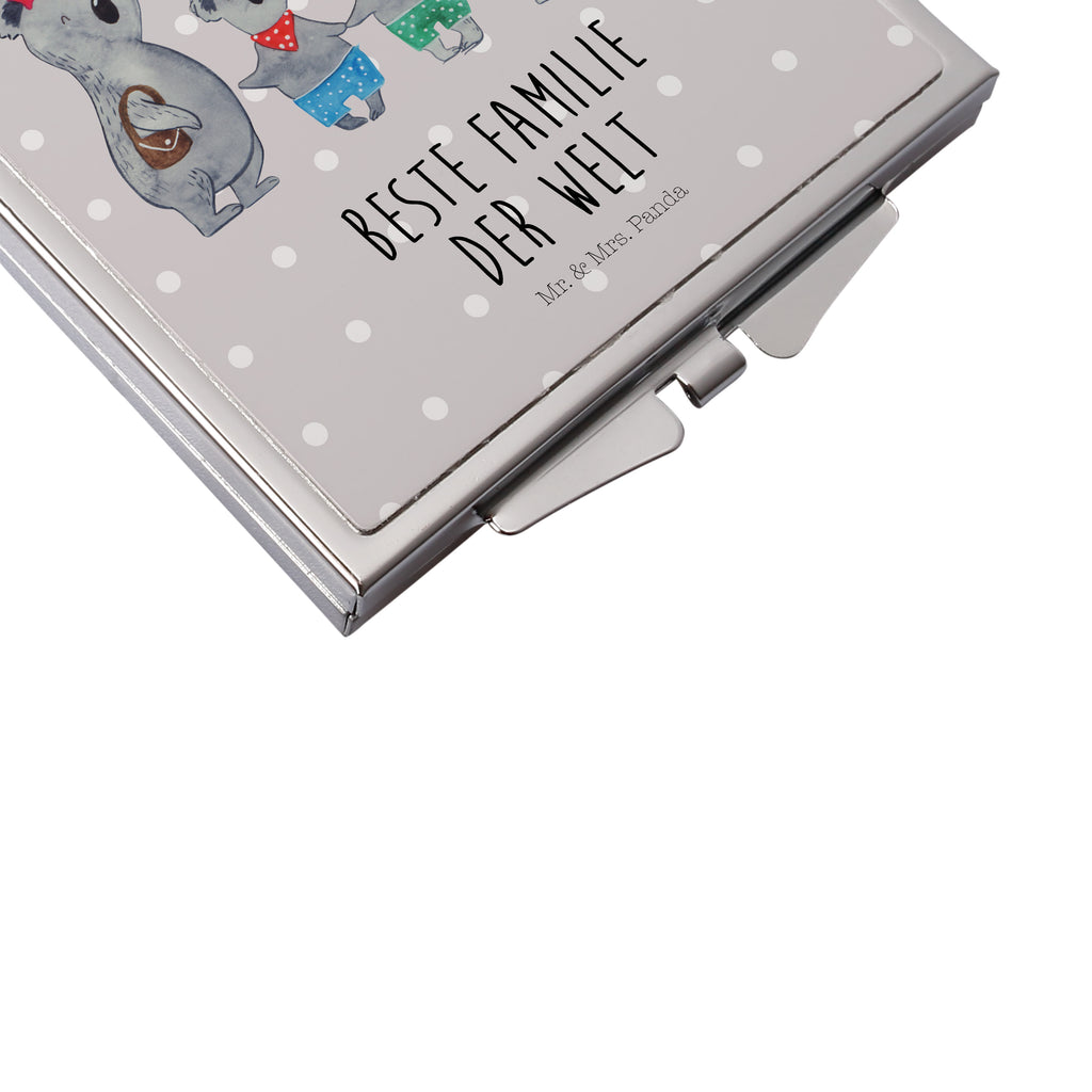 Handtaschenspiegel quadratisch Koala Familie zwei Spiegel, Handtasche, Quadrat, silber, schminken, Schminkspiegel, Familie, Vatertag, Muttertag, Bruder, Schwester, Mama, Papa, Oma, Opa, Koala, Koalabär, beste Familie, Familienzeit, Familienleben, Koalafamilie, Lieblingsfamilie