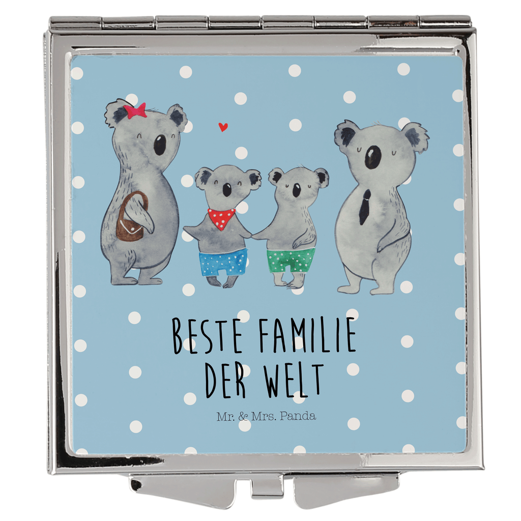 Handtaschenspiegel quadratisch Koala Familie zwei Spiegel, Handtasche, Quadrat, silber, schminken, Schminkspiegel, Familie, Vatertag, Muttertag, Bruder, Schwester, Mama, Papa, Oma, Opa, Koala, Koalabär, beste Familie, Familienzeit, Familienleben, Koalafamilie, Lieblingsfamilie