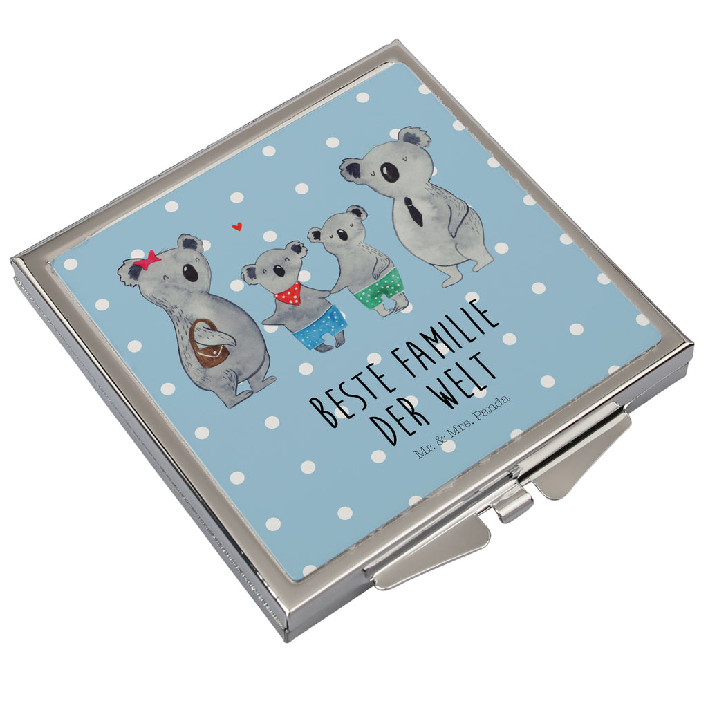 Handtaschenspiegel quadratisch Koala Familie zwei Spiegel, Handtasche, Quadrat, silber, schminken, Schminkspiegel, Familie, Vatertag, Muttertag, Bruder, Schwester, Mama, Papa, Oma, Opa, Koala, Koalabär, beste Familie, Familienzeit, Familienleben, Koalafamilie, Lieblingsfamilie