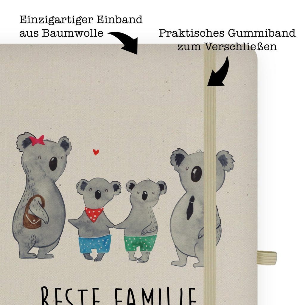 DIN A5 Baumwoll Notizbuch Koala Familie zwei Notizen, Eintragebuch, Tagebuch, Notizblock, Adressbuch, Journal, Kladde, Skizzenbuch, Notizheft, Schreibbuch, Schreibheft, Familie, Vatertag, Muttertag, Bruder, Schwester, Mama, Papa, Oma, Opa, Koala, Koalabär, beste Familie, Familienzeit, Familienleben, Koalafamilie, Lieblingsfamilie