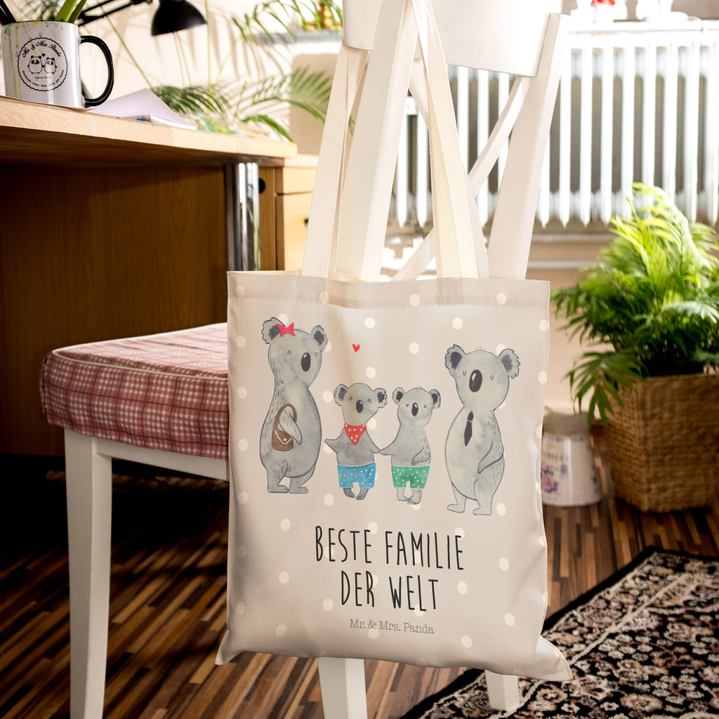 Einkaufstasche Koala Familie zwei Tragetasche, Tasche, Beutel, Stofftasche, Baumwolltasche, Umhängetasche, Shopper, Familie, Vatertag, Muttertag, Bruder, Schwester, Mama, Papa, Oma, Opa, Koala, Koalabär, beste Familie, Familienzeit, Familienleben, Koalafamilie, Lieblingsfamilie