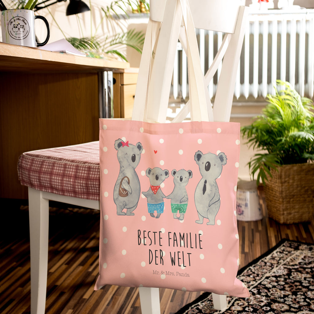 Einkaufstasche Koala Familie zwei Tragetasche, Tasche, Beutel, Stofftasche, Baumwolltasche, Umhängetasche, Shopper, Familie, Vatertag, Muttertag, Bruder, Schwester, Mama, Papa, Oma, Opa, Koala, Koalabär, beste Familie, Familienzeit, Familienleben, Koalafamilie, Lieblingsfamilie