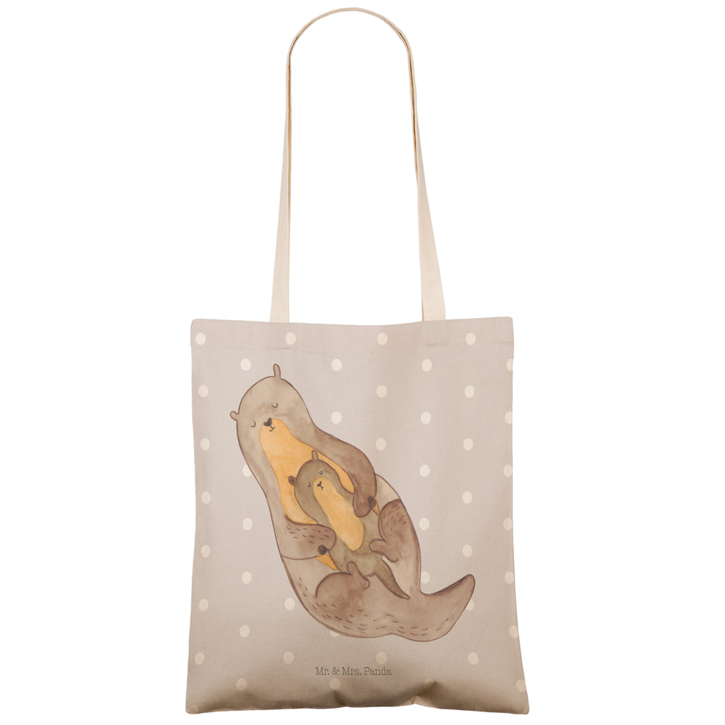 Einkaufstasche Otter mit Kind Tragetasche, Tasche, Beutel, Stofftasche, Baumwolltasche, Umhängetasche, Shopper, Otter, Fischotter, Seeotter, Otter Seeotter See Otter
