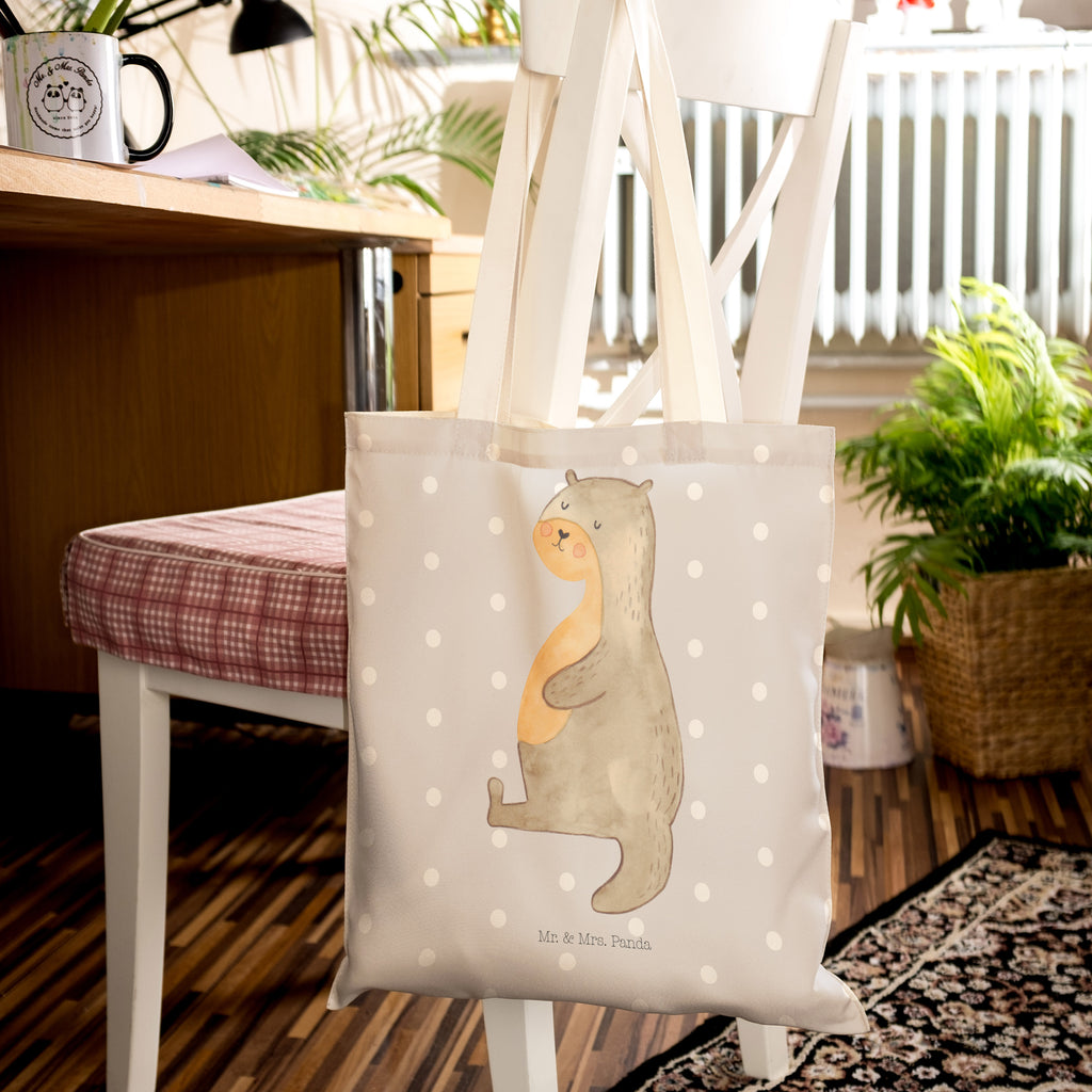 Einkaufstasche Otter Bauch Tragetasche, Tasche, Beutel, Stofftasche, Baumwolltasche, Umhängetasche, Shopper, Otter, Fischotter, Seeotter, Otter Seeotter See Otter