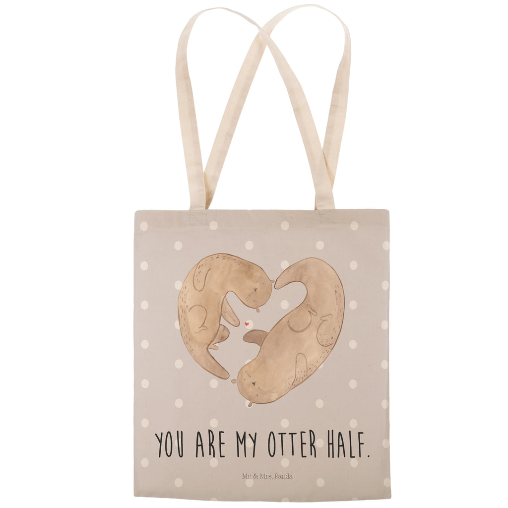 Einkaufstasche Otter Herz Tragetasche, Tasche, Beutel, Stofftasche, Baumwolltasche, Umhängetasche, Shopper, Otter, Fischotter, Seeotter, Liebe, Herz, Liebesbeweis, Liebesgeschenk, Bessere Hälfte, Love you, Jahrestag, Hochzeitstag, Verlobung, gemeinsames Leben