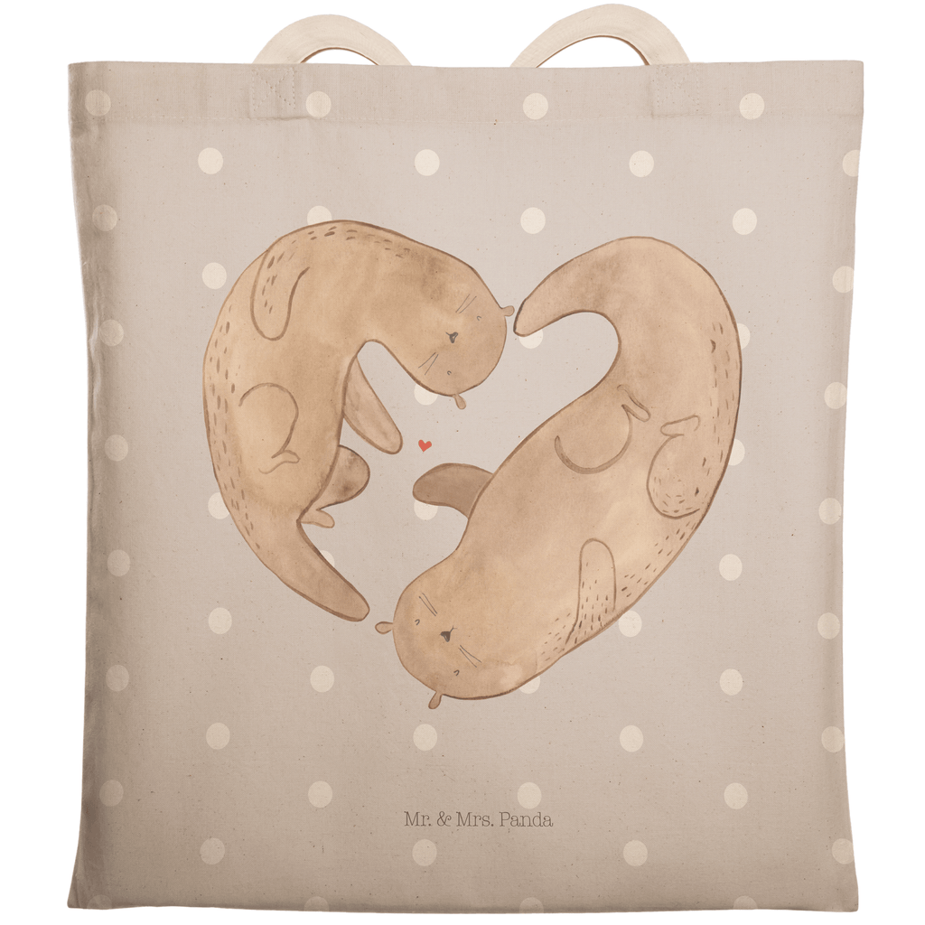 Einkaufstasche Otter Herz Tragetasche, Tasche, Beutel, Stofftasche, Baumwolltasche, Umhängetasche, Shopper, Otter, Fischotter, Seeotter, Liebe, Herz, Liebesbeweis, Liebesgeschenk, Bessere Hälfte, Love you, Jahrestag, Hochzeitstag, Verlobung, gemeinsames Leben