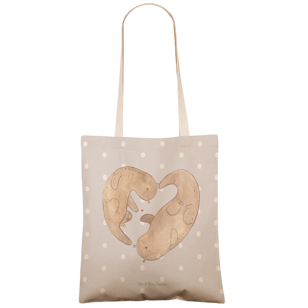 Einkaufstasche Otter Herz Tragetasche, Tasche, Beutel, Stofftasche, Baumwolltasche, Umhängetasche, Shopper, Otter, Fischotter, Seeotter, Liebe, Herz, Liebesbeweis, Liebesgeschenk, Bessere Hälfte, Love you, Jahrestag, Hochzeitstag, Verlobung, gemeinsames Leben