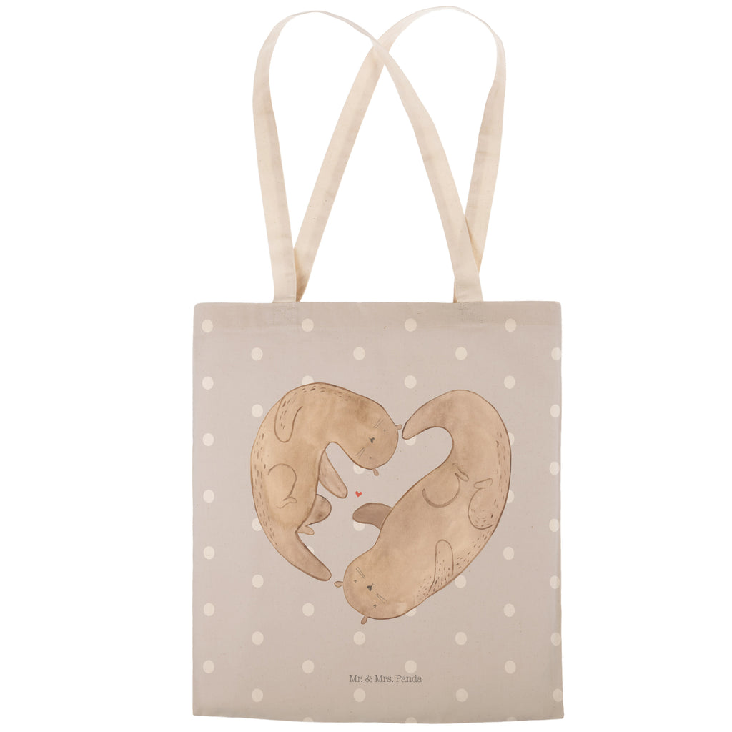 Einkaufstasche Otter Herz Tragetasche, Tasche, Beutel, Stofftasche, Baumwolltasche, Umhängetasche, Shopper, Otter, Fischotter, Seeotter, Liebe, Herz, Liebesbeweis, Liebesgeschenk, Bessere Hälfte, Love you, Jahrestag, Hochzeitstag, Verlobung, gemeinsames Leben