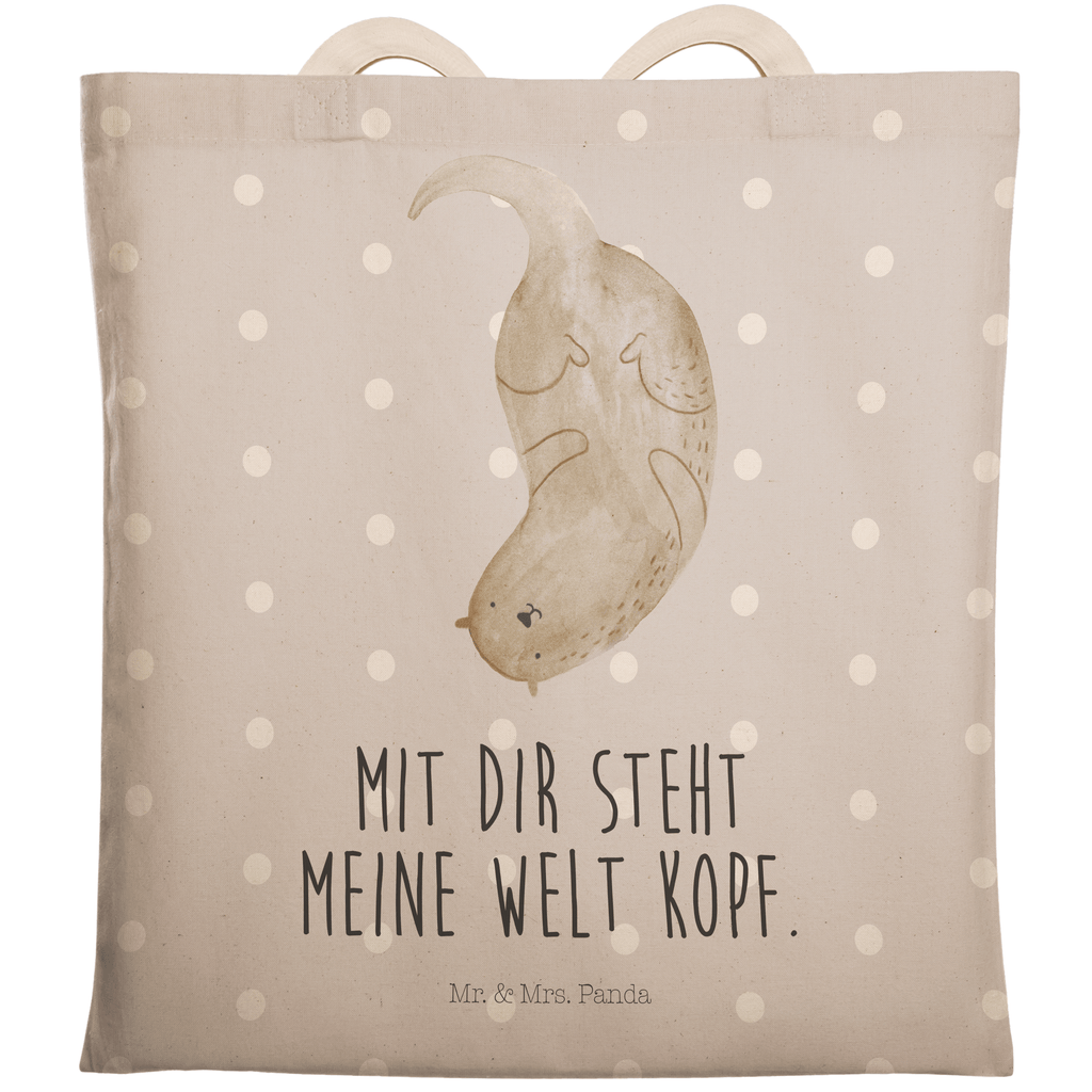 Einkaufstasche Otter kopfüber Tragetasche, Tasche, Beutel, Stofftasche, Baumwolltasche, Umhängetasche, Shopper, Otter, Fischotter, Seeotter, Otter Seeotter See Otter