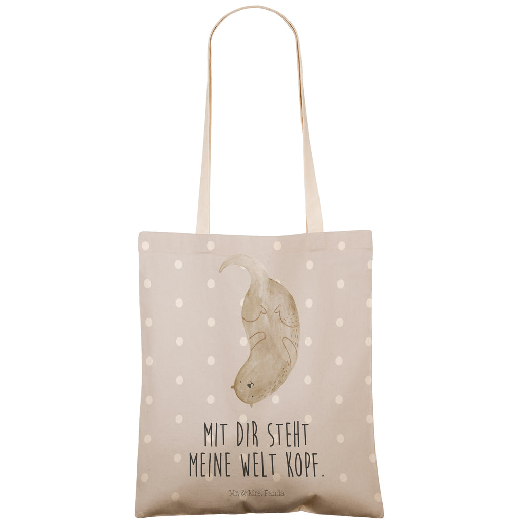 Einkaufstasche Otter kopfüber Tragetasche, Tasche, Beutel, Stofftasche, Baumwolltasche, Umhängetasche, Shopper, Otter, Fischotter, Seeotter, Otter Seeotter See Otter