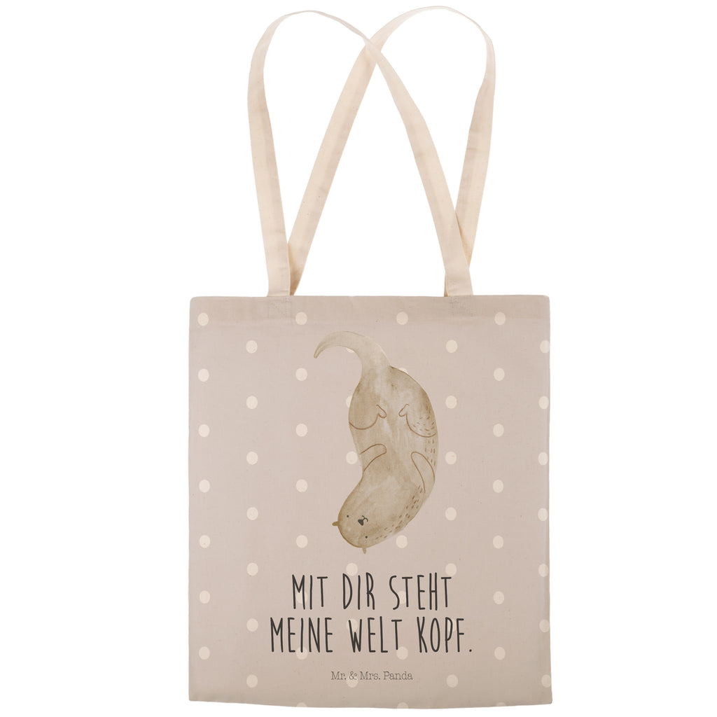 Einkaufstasche Otter kopfüber Tragetasche, Tasche, Beutel, Stofftasche, Baumwolltasche, Umhängetasche, Shopper, Otter, Fischotter, Seeotter, Otter Seeotter See Otter